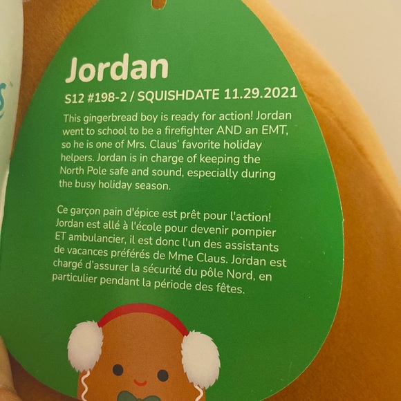 NWT Squishmallows 12” Jordan Gingerbread Boy - Picture 4 of 4